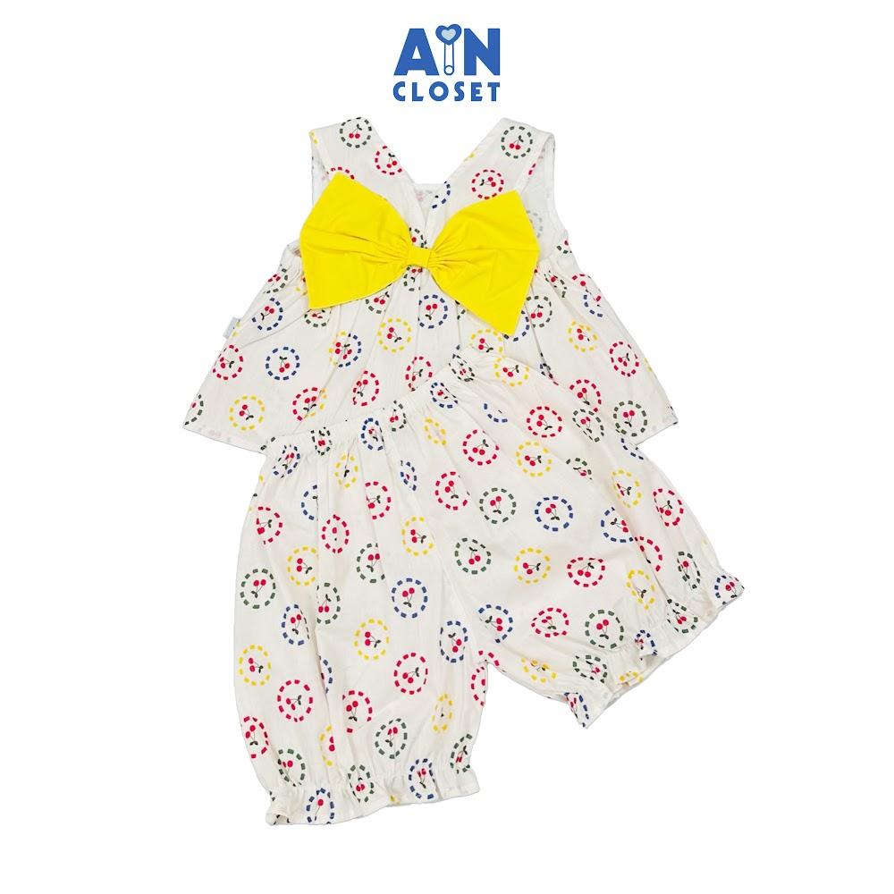 Bộ quần áo Ngắn bé gái họa tiết Cherry Tròn Nơ Vàng Cotton - AICDBGOB9UL8 - AIN Closet