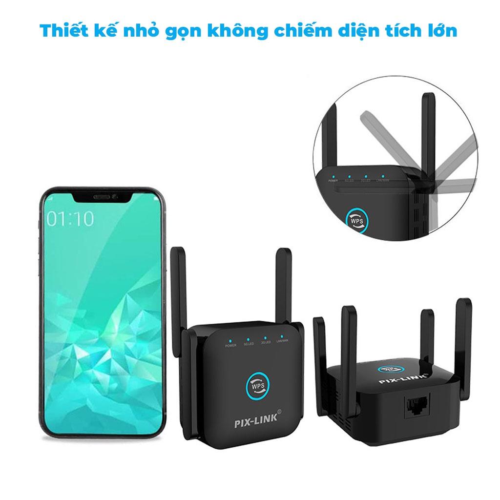 Bộ kích sóng Wifi 5G PIX-LINK LV-AC24 Pro tần số kép AC1200M mở rộng vùng phủ sóng thêm 50m, cực khỏe - hàng chính hãng