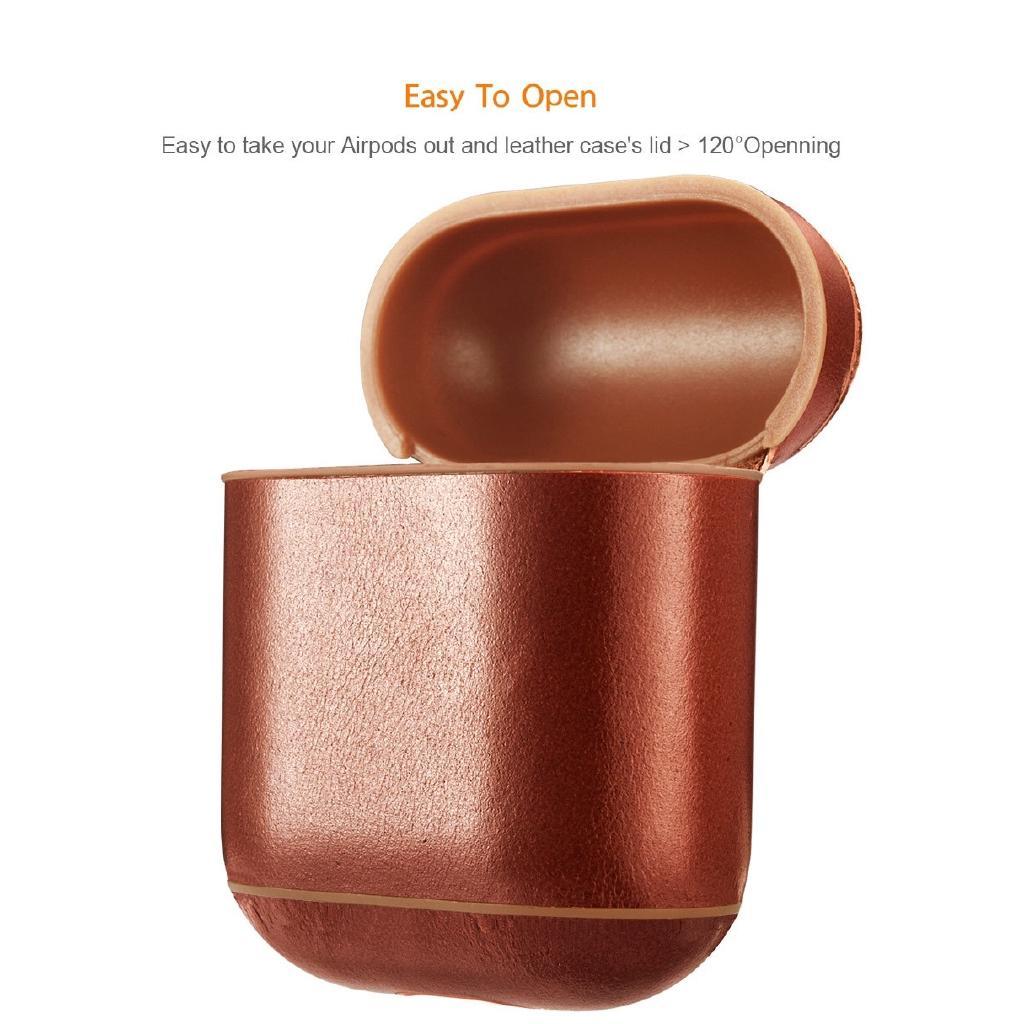 Vỏ bọc bảo vệ hộp sạc tai nghe không dây ICARER da thật có móc treo thích hợp cho Apple Airpods 1/ 2