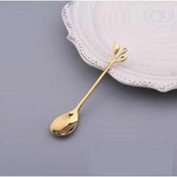 Thìa rĩa lá phong cách Vintage thời thượng hoàng kim hợp kim tạo hình 3 lá - tht111