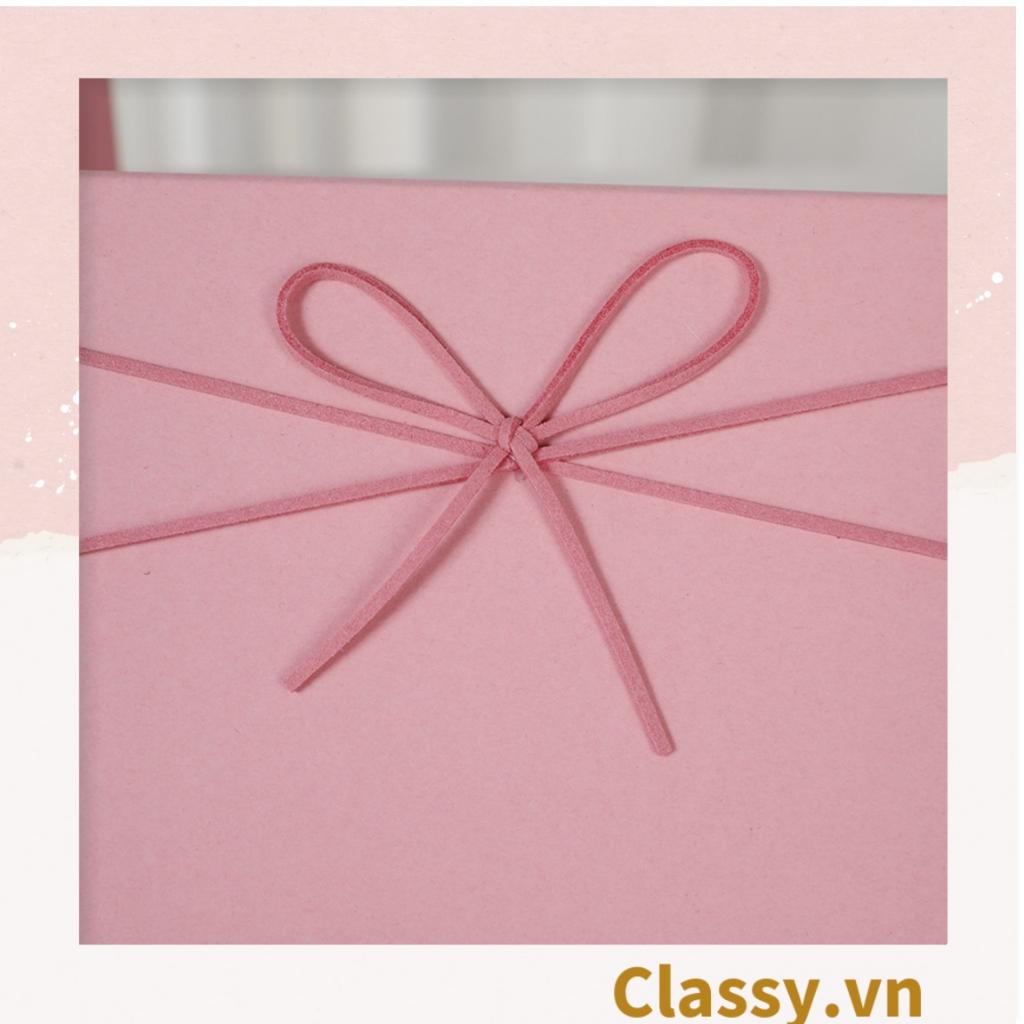 Hộp quà tặng Classy màu hồng trơn, chất liệu giấy cứng cáp Q1557