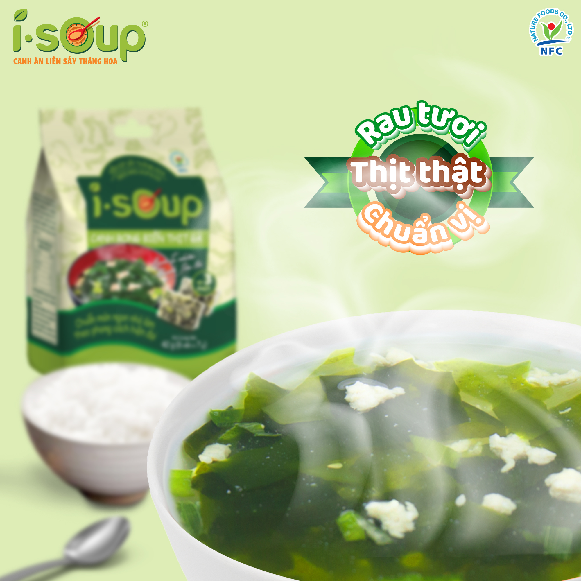 Combo 3 Túi Canh ISOUP (Cải Chua + Kim Chi+ Rong Biển) - Canh Ăn Liền Sấy Thăng Hoa