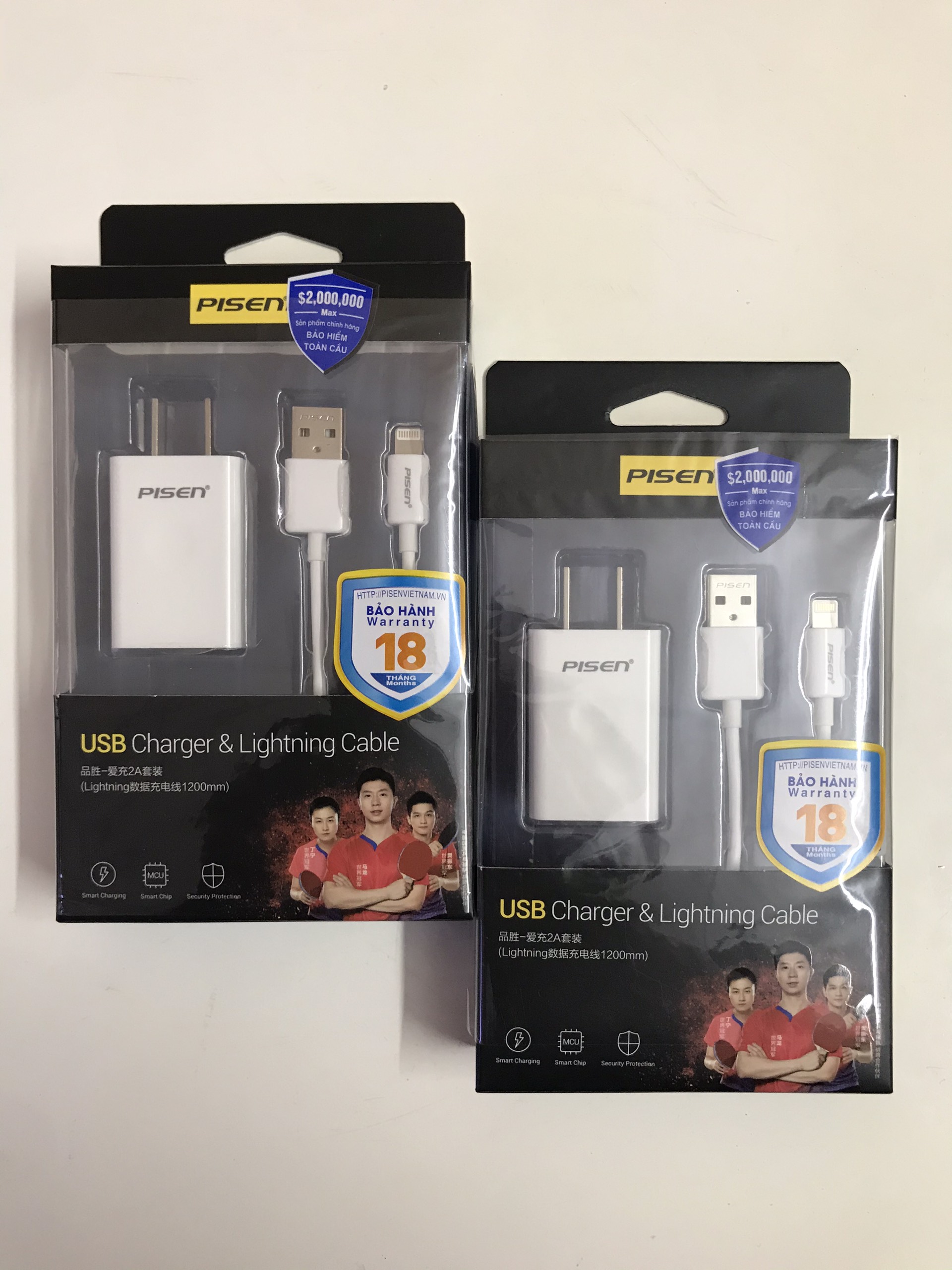 Combo Sạc  Pisen  USB Charger 2A Lightning (sạc nhanh Pisen 1 cổng 2A kèm cáp sạc lightning 1.2m)-Màu ngẫu nhiên - Hàng chính hãng