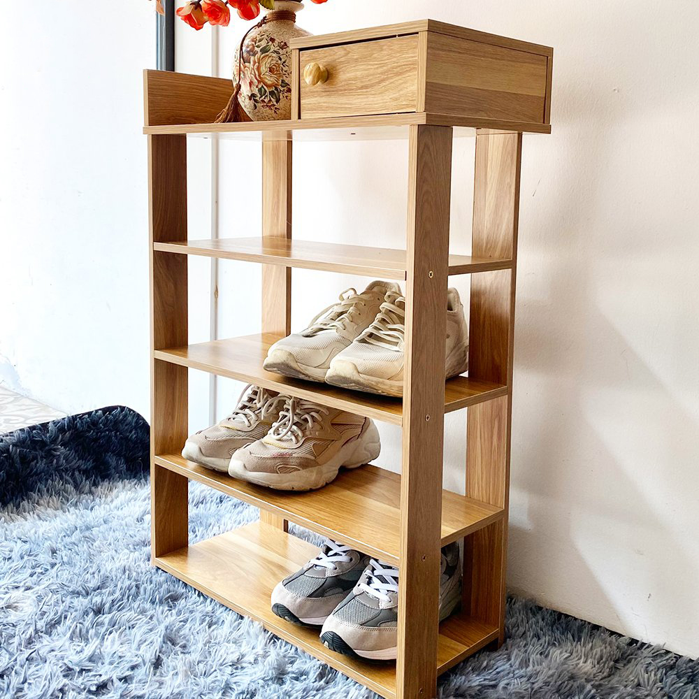 Kệ để giày thông minh 5 tầng gỗ có ngăn để đồ tiện dụng, tủ giày gỗ MDF đa năng 50x24x75cm TAGO27