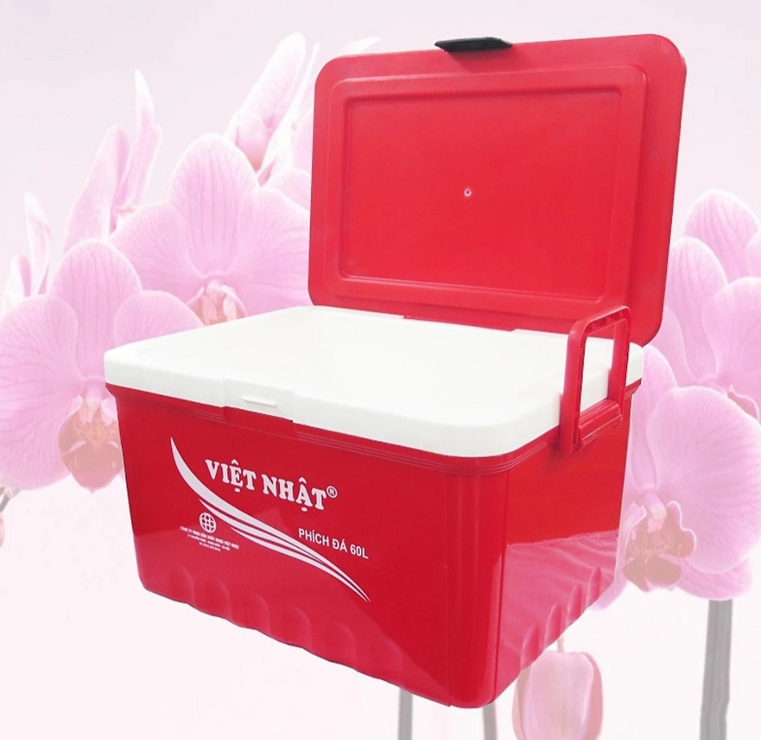 Phích vuông giữ nhiệt 60L đựng đá thực phẩm đa năng có 4 bánh xe dễ di chuyển khi sử dụng