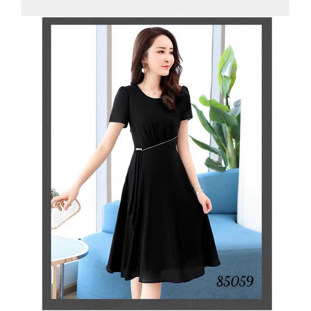 Đầm Váy Voan Ý Phối xẻ tà eo đính hột cực sang trọng TH