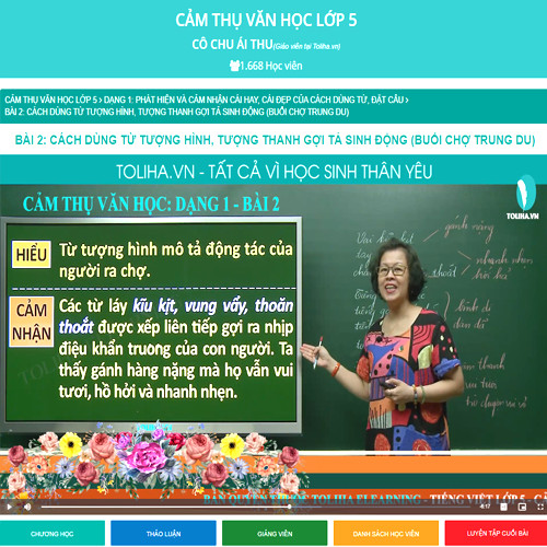 Khóa học CẢM THỤ VĂN HỌC LỚP 5 cô Chu Ái Thu - 09 tháng