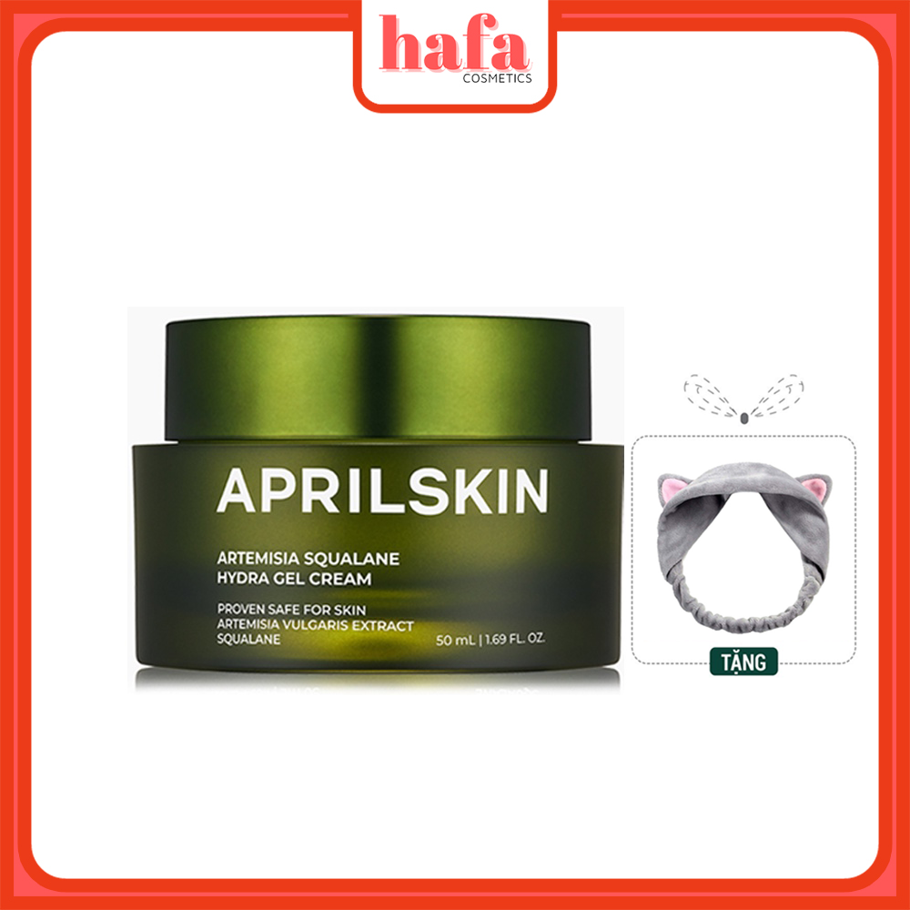 Kem Ngải Cứu Dưỡng ẩm, phục hồi da Aprilskin Artemisia Squalane Hydra Gel Cream 50g + Tặng Kèm 1 Băng Đô Tai Mèo (Màu Ngẫu Nhiên)