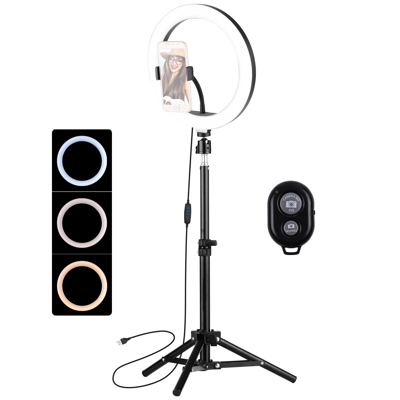 Bộ đèn chụp ảnh 10 inch LED Ring Light Bộ đèn chụp ảnh Bi-color 3000-6000K Có thể điều chỉnh độ sáng vô cấp với giá đỡ điện thoại chân máy từ xa