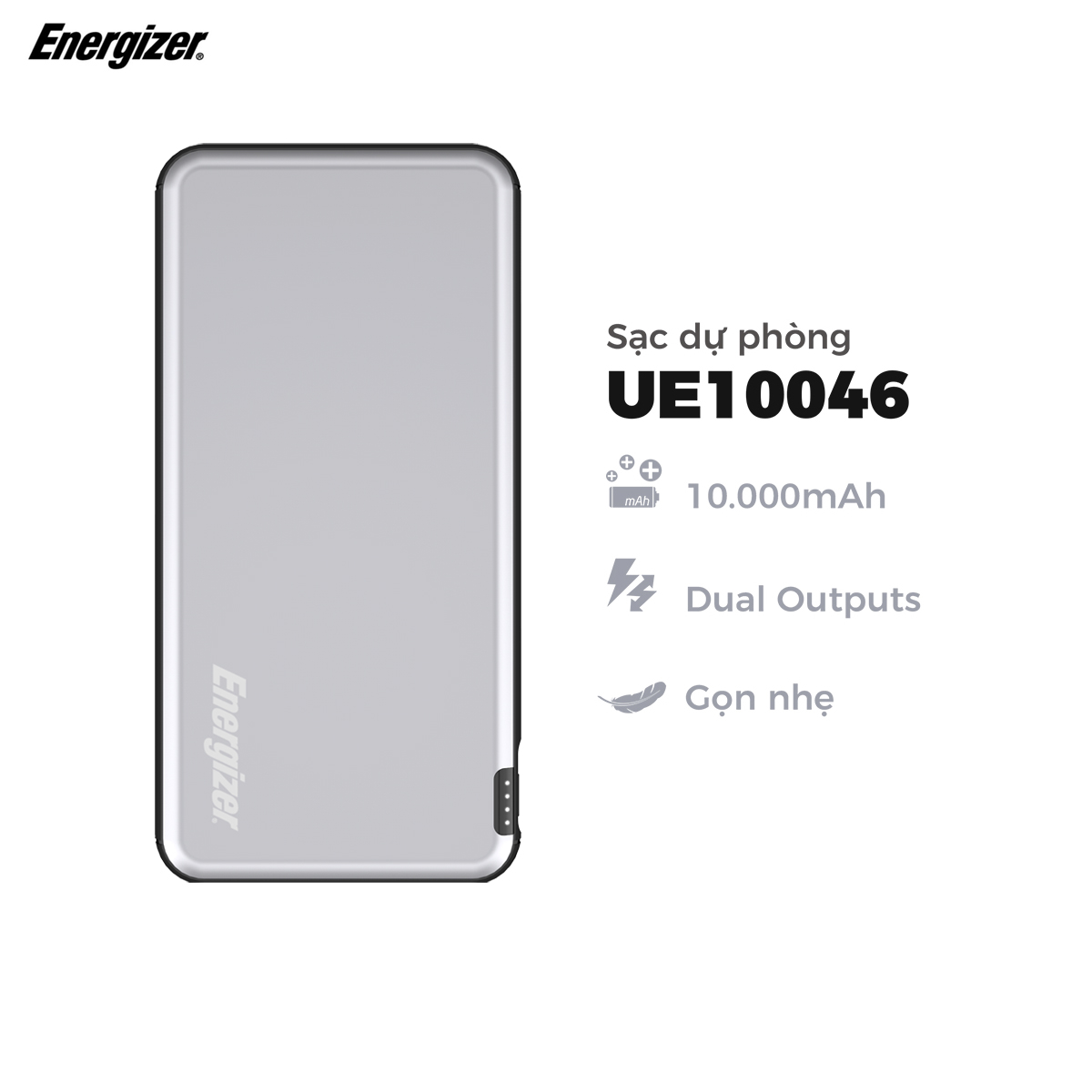 Hình ảnh Sạc dự phòng Energizer UE10046 Dung Lượng 10,000mAh - Hàng Chính Hãng