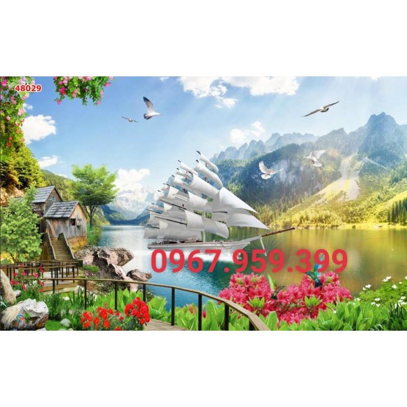 Tranh dán tường 3D thuận buồm xuôi gió