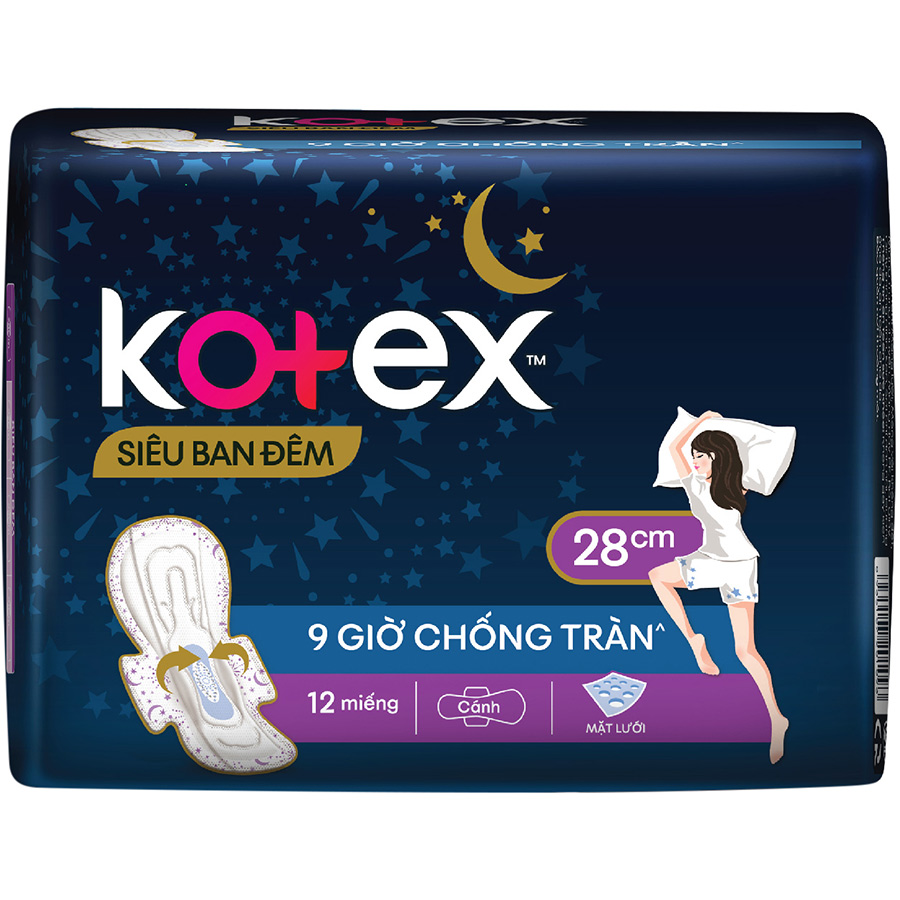 Combo 4 Băng Vệ Sinh Kotex Siêu Ban Đêm 28cm 12 miếng