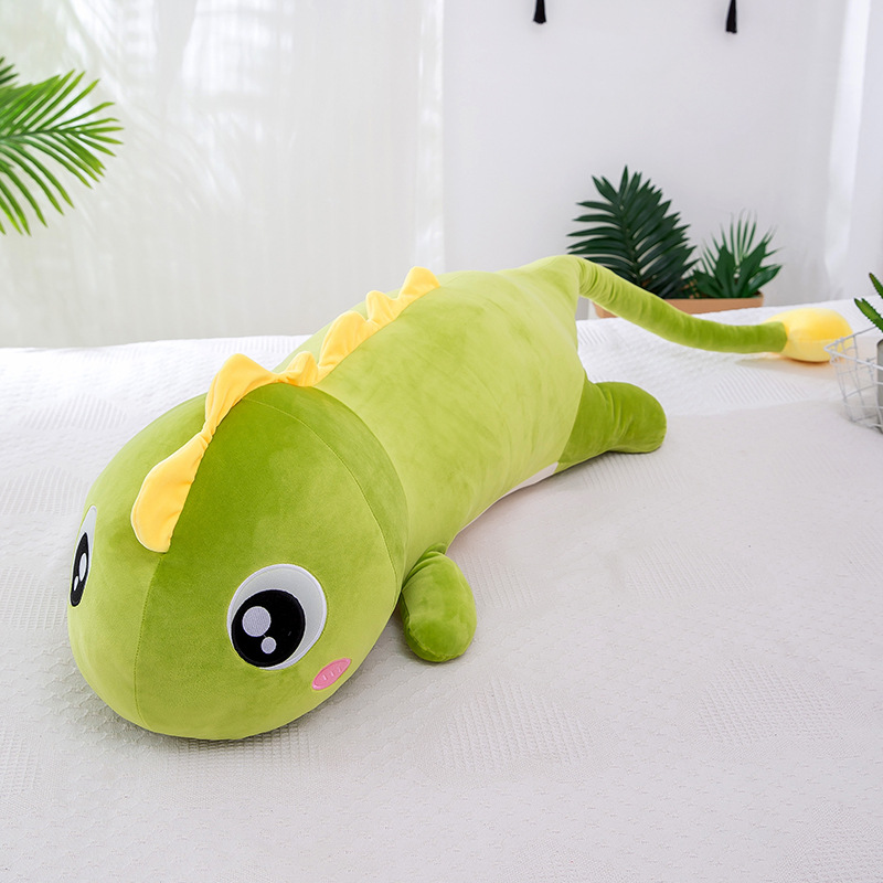 Gối Ôm Gấu Bông Khủng Long Xanh Mắt Lồi Mềm Mịn 110cm