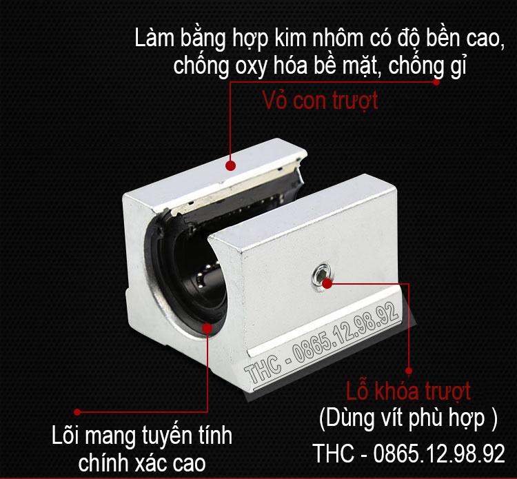 Con Trượt Khuyết Ø12, Ø16, Ø20, Ø25 Giá Rẻ Loại Tốt (Chuyển Động Trơn Tru - Bền - Không Giật - Không Kẹt - Chính Xác)