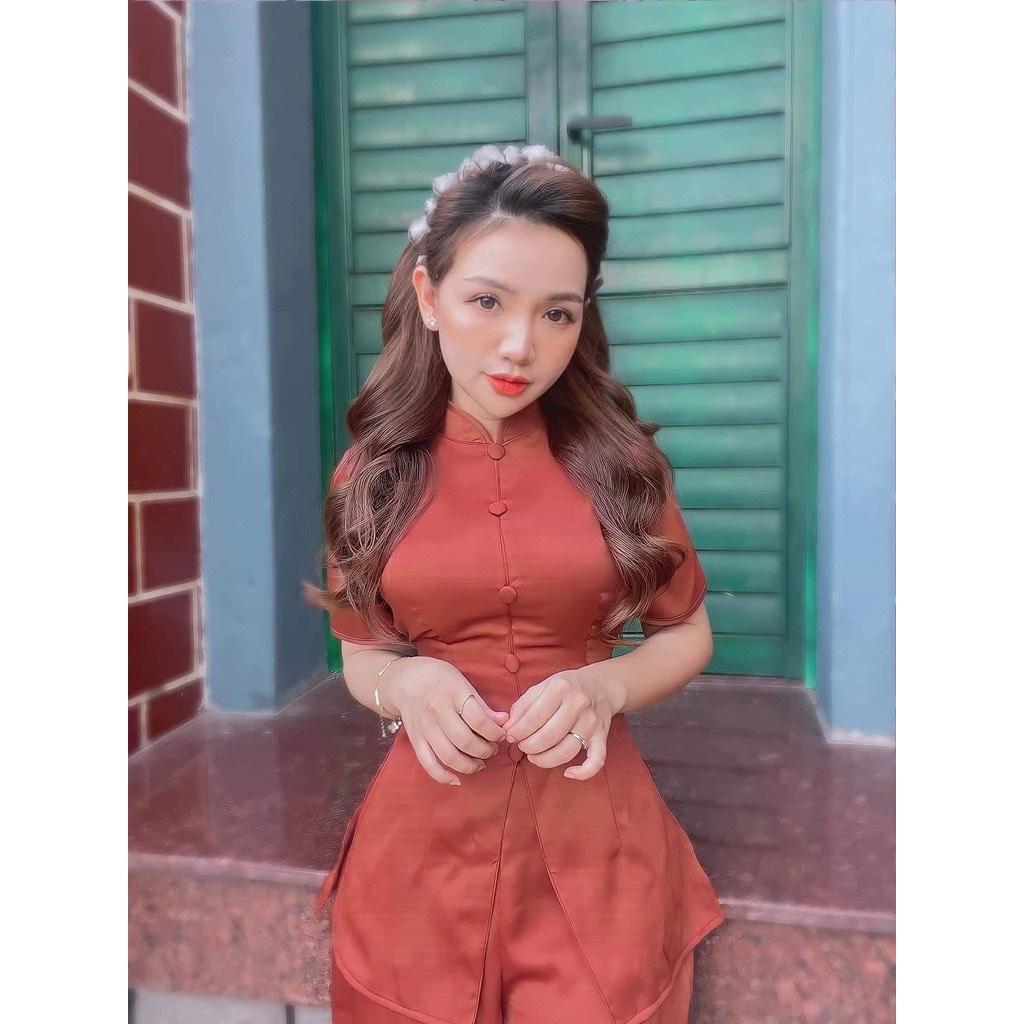 Đồ Lam Đi Chùa Lụa Nơ Cao Cấp có 3 màu