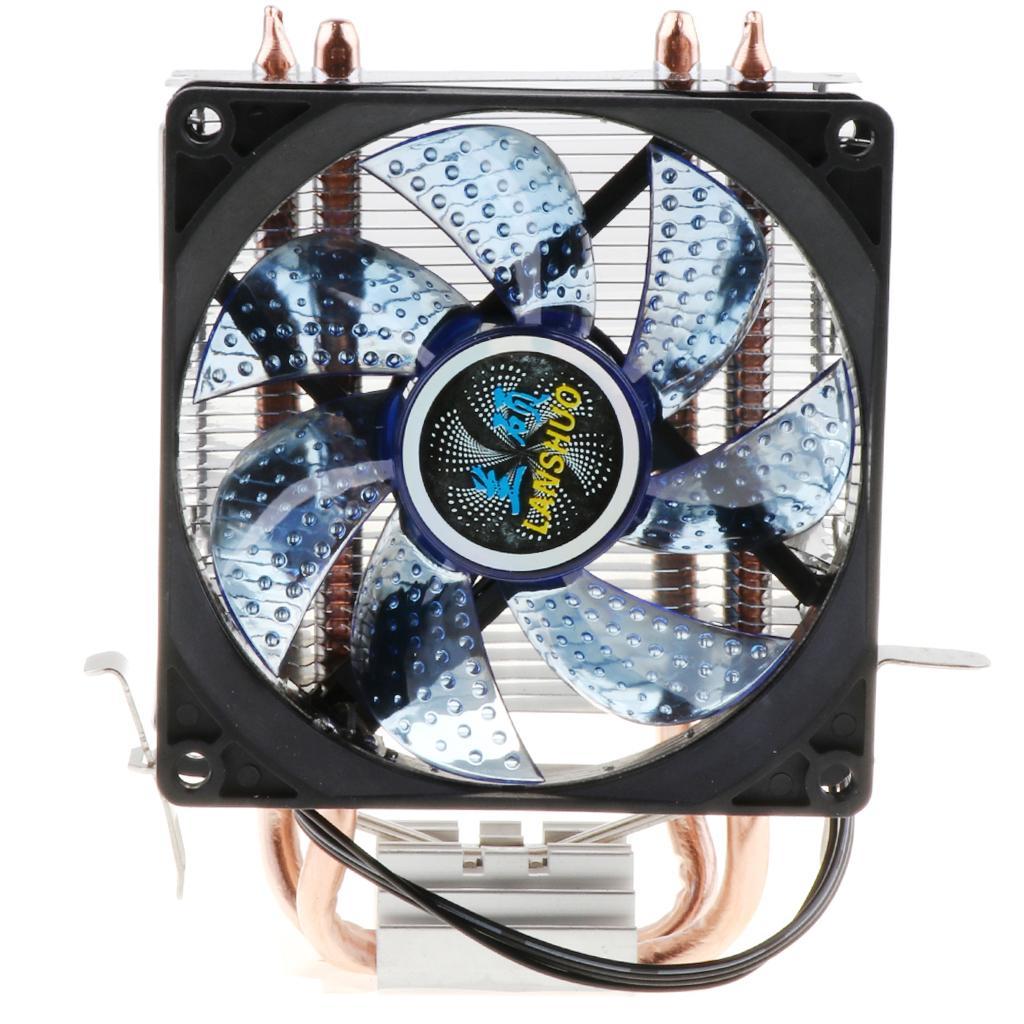 DC 12V Quiet 4pin CPU Cooler Radiator Dual-Heatpipes Red LED Cooling Fan