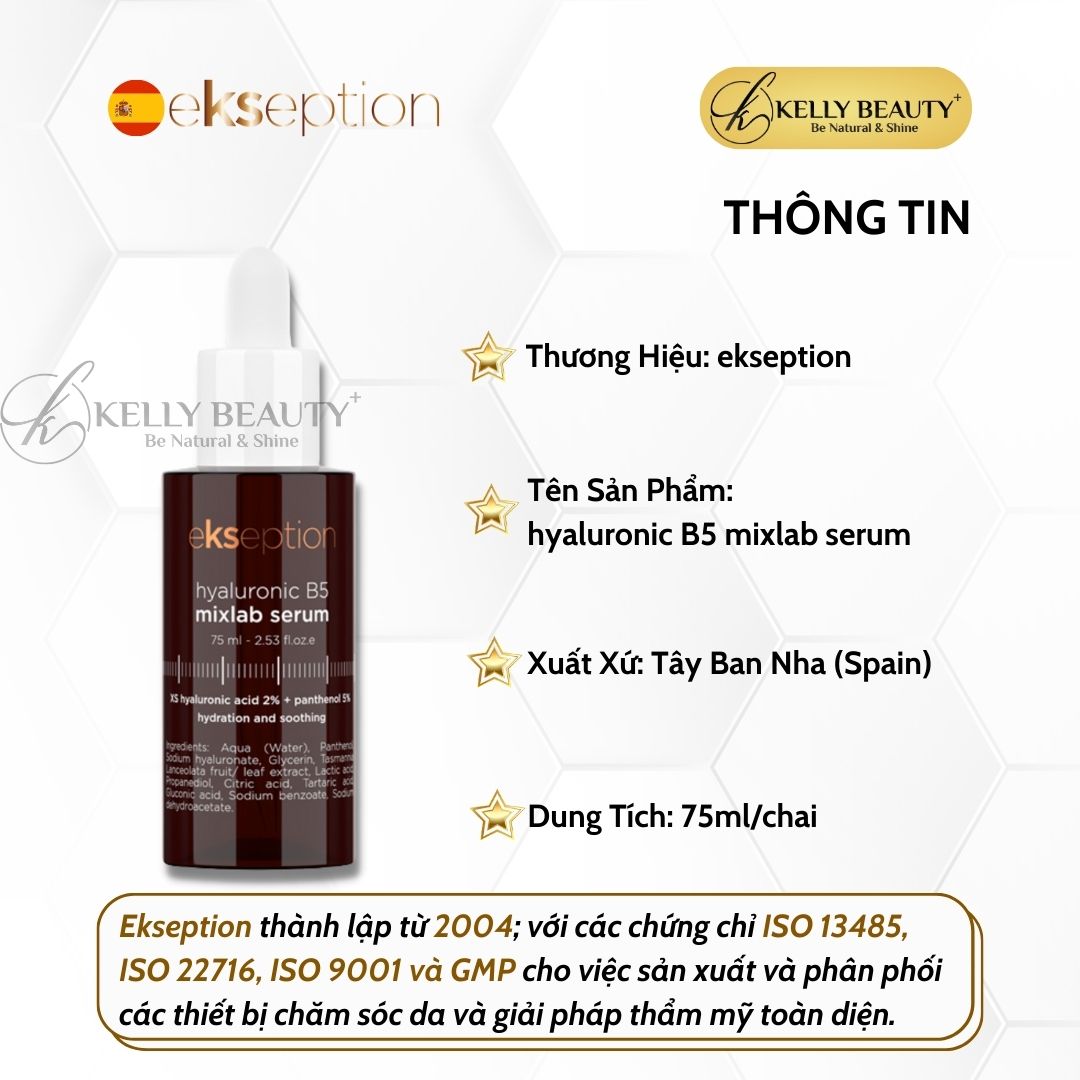 Tinh Chất Dưỡng Ẩm, Phục Hồi Da ekseption Hyaluronic B5 Mixlab Serum | Kelly Beauty
