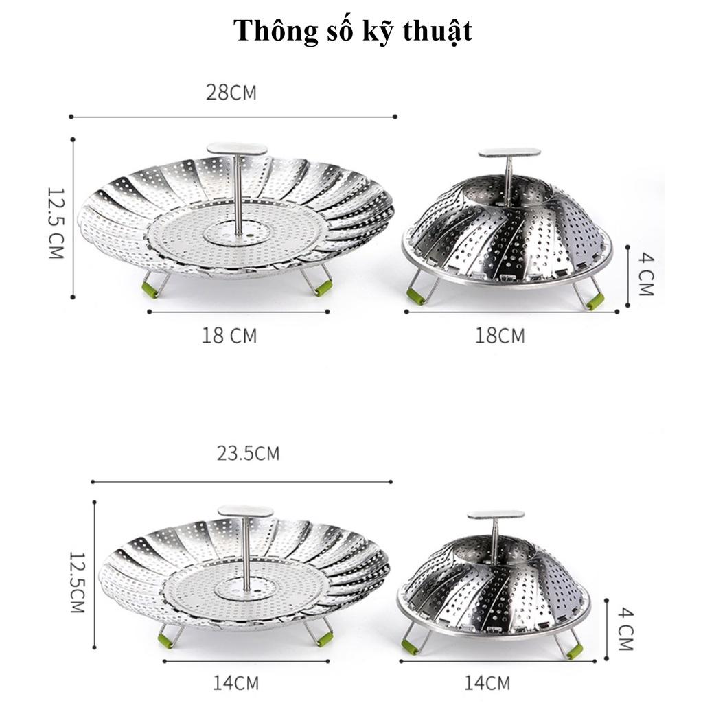 Vỉ hấp đồ ăn Inox 304 cao cấp - giá hấp xòe cụp đa năng - bảo hành trọn đời không han gỉ