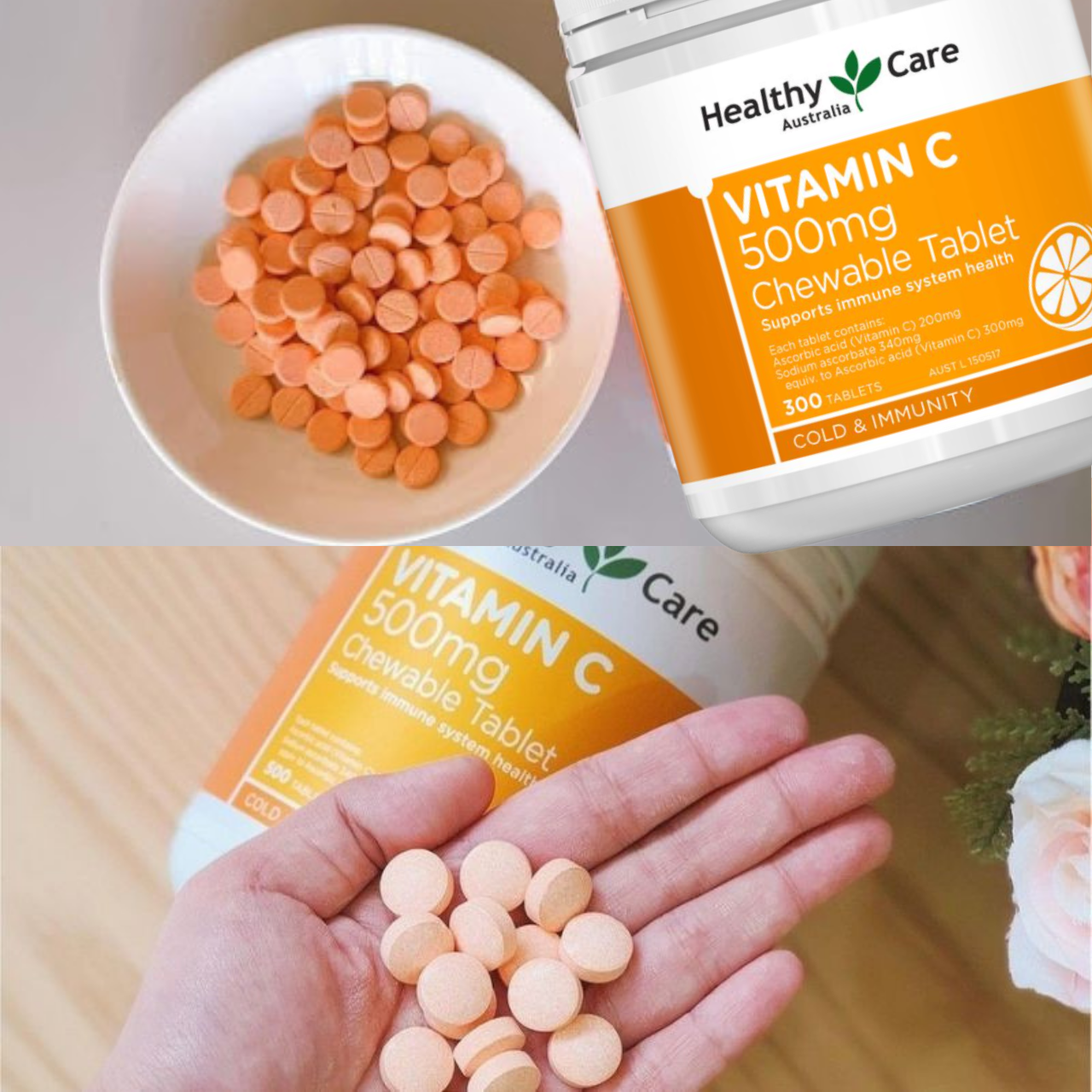 Vitamin C dạng kẹo (ngậm) Úc Healthy Care tăng sức đề kháng, sán da, tăng sản xuất collagen, nhanh lành bệnh (vết thương) - Massel Official