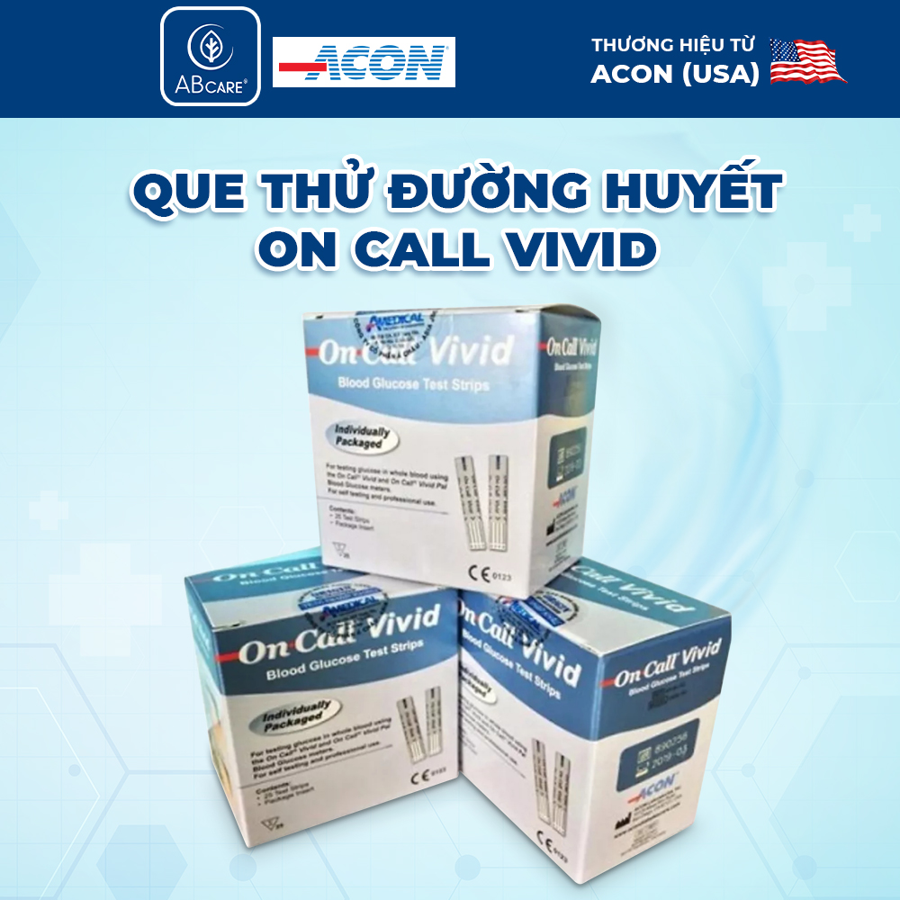 Que thử đường huyết On call Vivid Acon Hộp 25 que