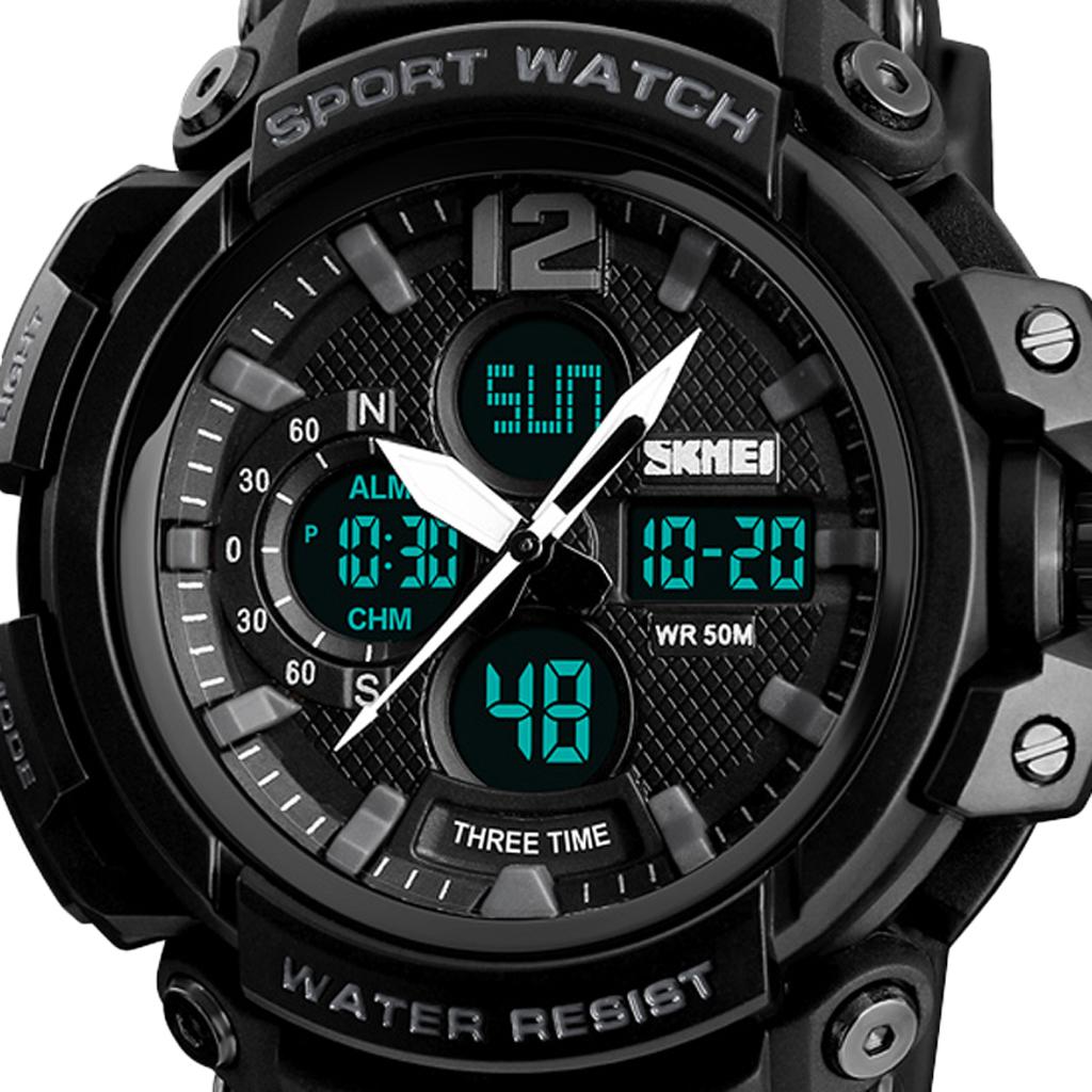 5ATM Waterproof Multifunction Digital Watch Electronic Waterproof Alarm Calendar Quartz Sports Wristwatch