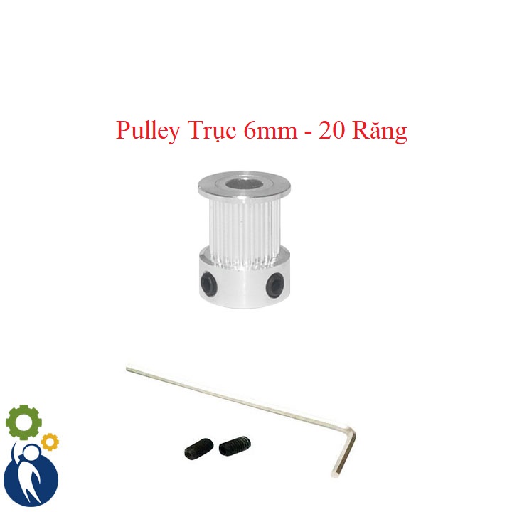 Buly, Puly, Pulley Trục 6mm - 20 Răng, sử dụng với dây đai 2GT-6mm