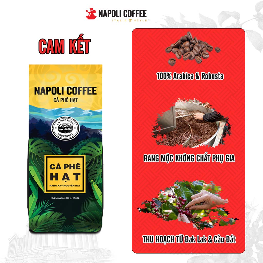 COMBO Cà phê Espresso (Túi 250g) và Cà phê Arabica / Robusta (Túi 500g) - Napoli Coffee ( Cafe hạt sạch)