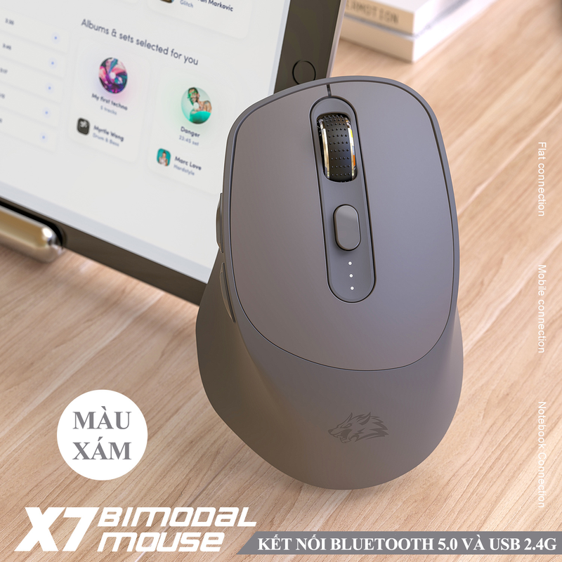 Combo bàn phím và chuột không dây chuyên game FREEWOLF M87 + X7 kết nối Bluetooth và chip USB 2.4G có đèn led 7 màu dành cho game thủ - Hàng Chính Hãng