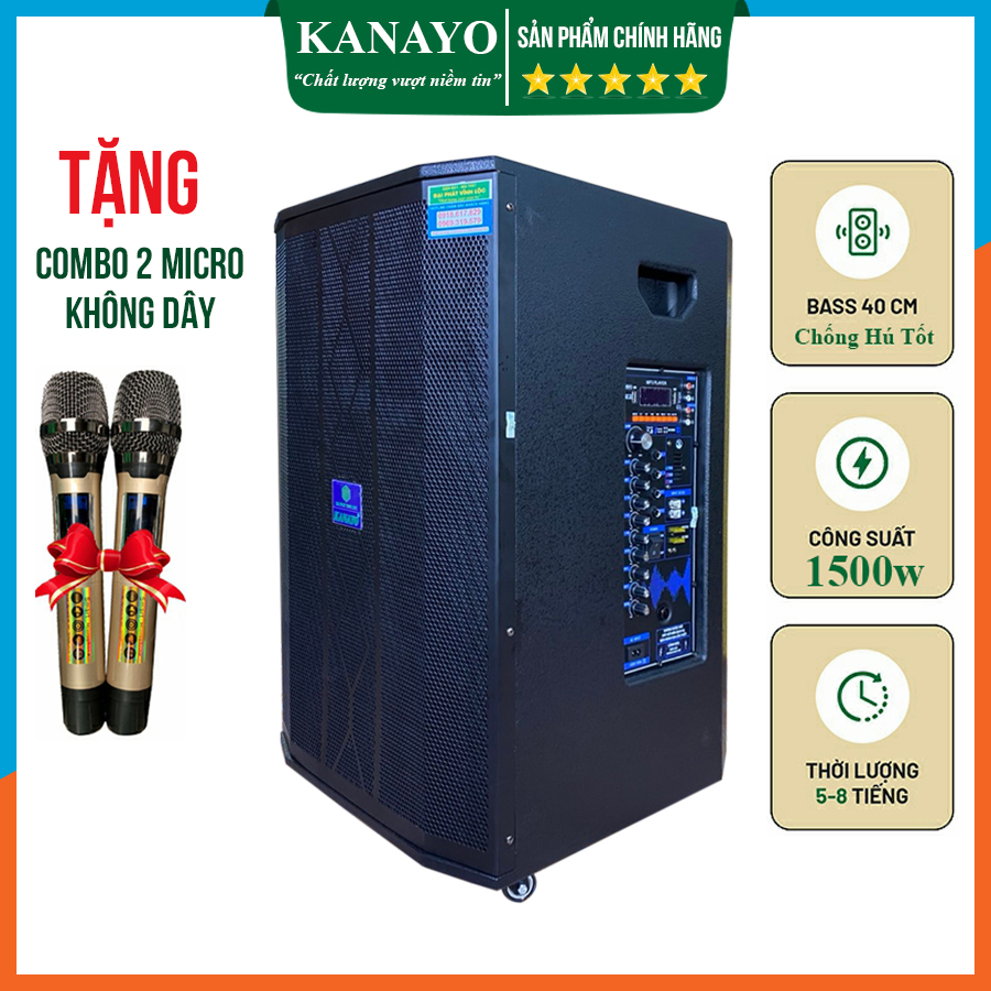 Loa Kéo Karaoke Kanayo K-1500 Bass 40 Công Suất Lớn 1500 Watt 3 Đường Tiếng | Hàng chính hãng, Chất lượng cao