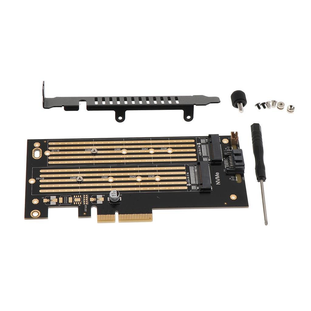 M  KEY Dual interface Card + M.2  to   4x Adapter Card