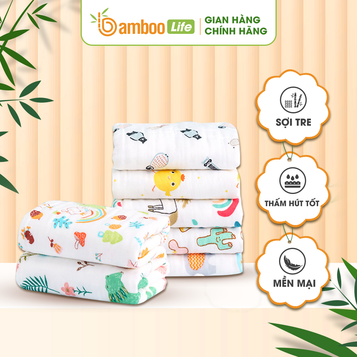 Quấn chũn cho em bé Bamboo Life BL054 từ sợi tre thiên nhiên hàng chính hãng Chũn quấn cho bé sơ sinh