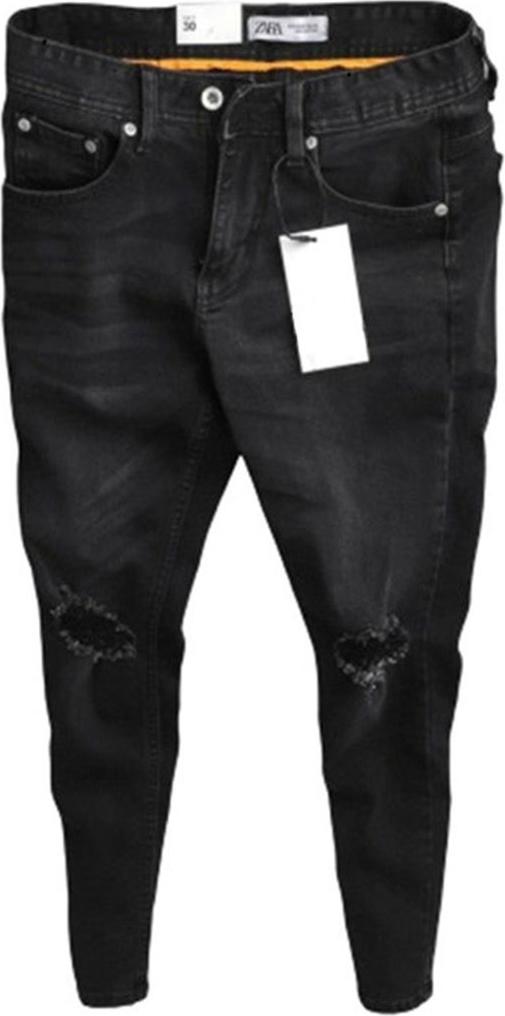 Quần jeans nam co dãn , quần bò nam kiểu trơn rách gối dáng vừa không bó sát thiết kế trẻ trung đơn điệu phá cách gồm 5 kích thước  Julido mẫu QJNM015 - Màu Đen rách gối