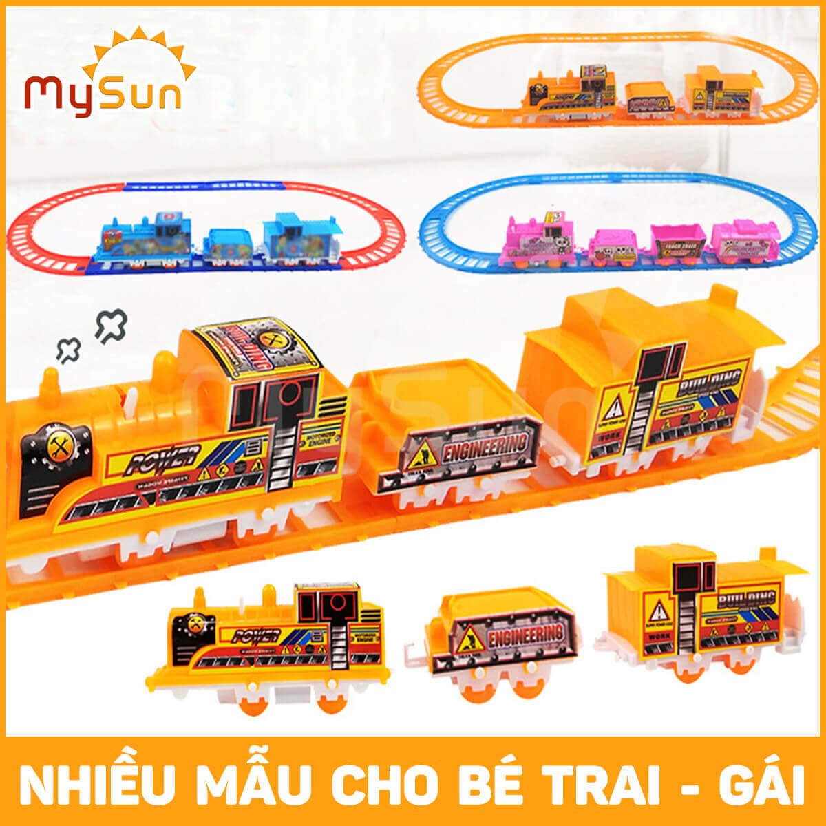 Xe lửa đồ chơi có đường ray chạy bằng pin cho bé MySun