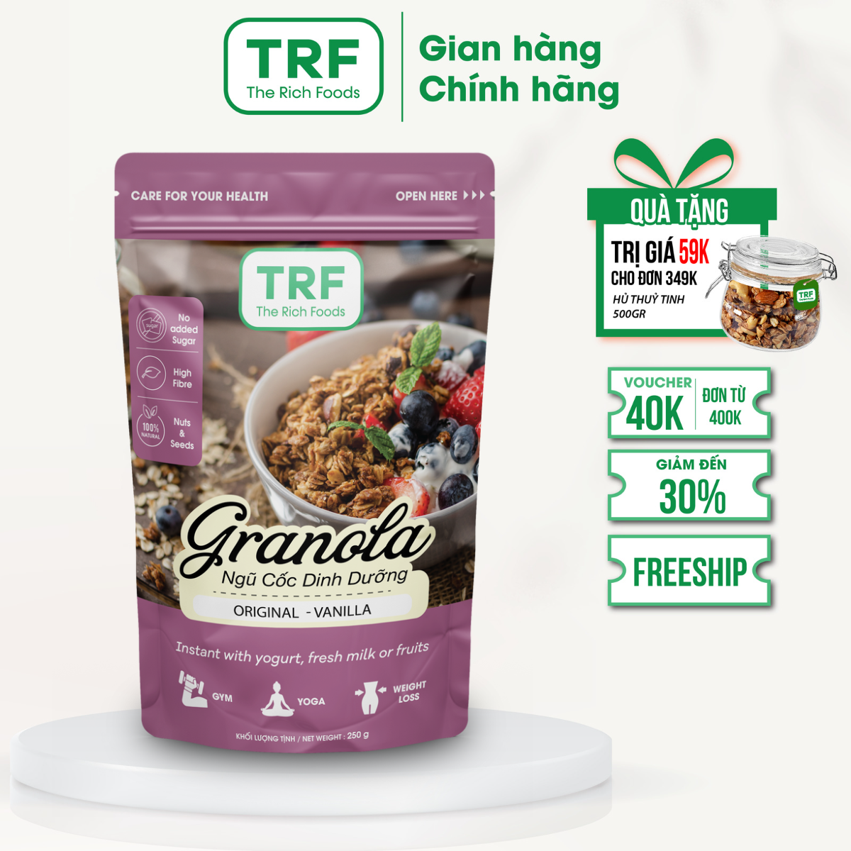 Ngũ cốc Granola Giảm Cân Healthy Ăn kiêng The Rich Foods Vani 250g
