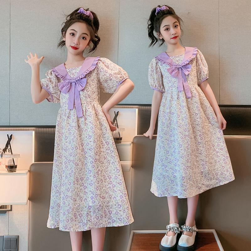 TOBE1SHOP đầm trẻ em mùa hè cô gái phong cách bowknot váy 2023 váy công chúa vừa bé đầm hoa đầm