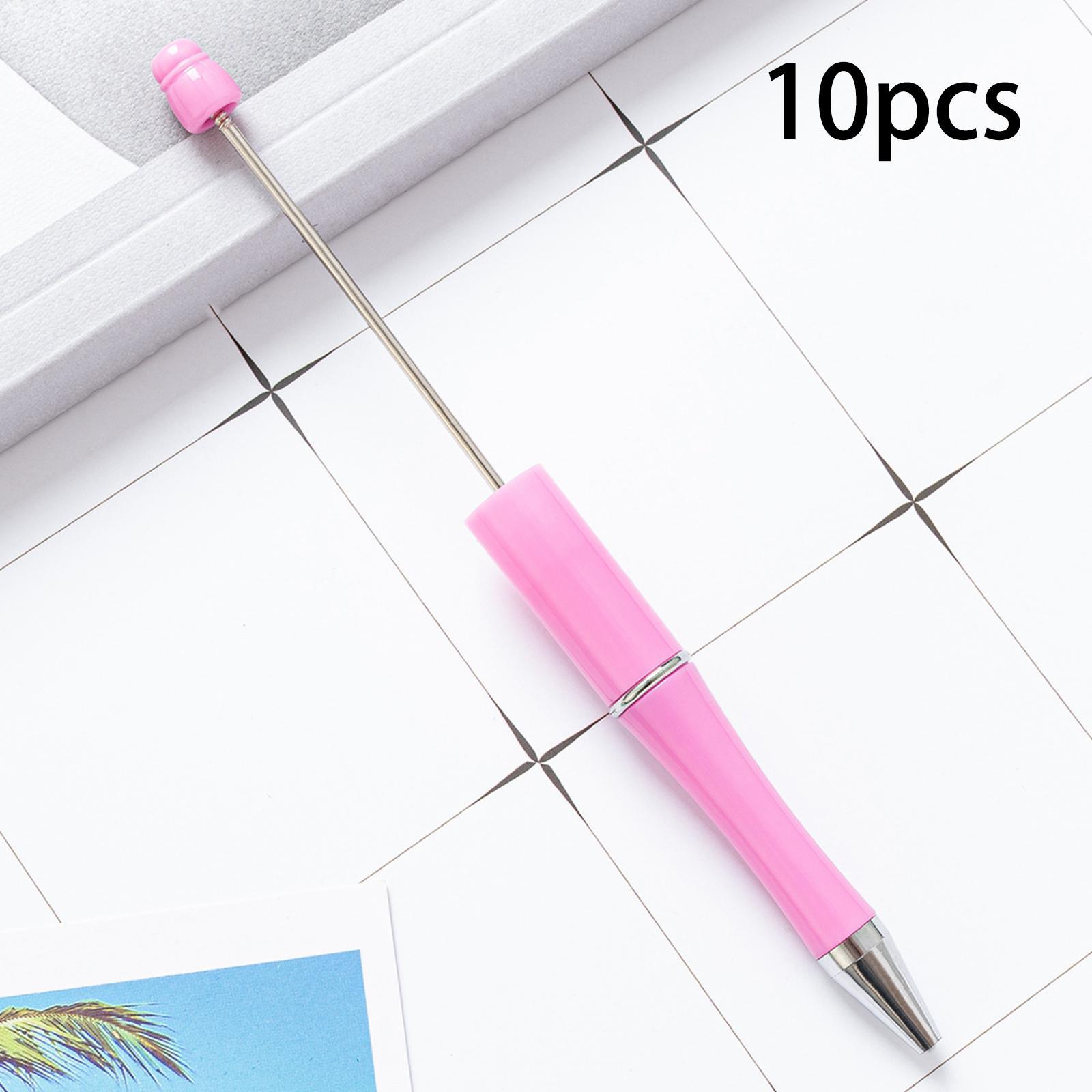 10 Pieces DIY Black Ink Pens Beaded Pens Ballpoint Pen Bead Pen for Birthday