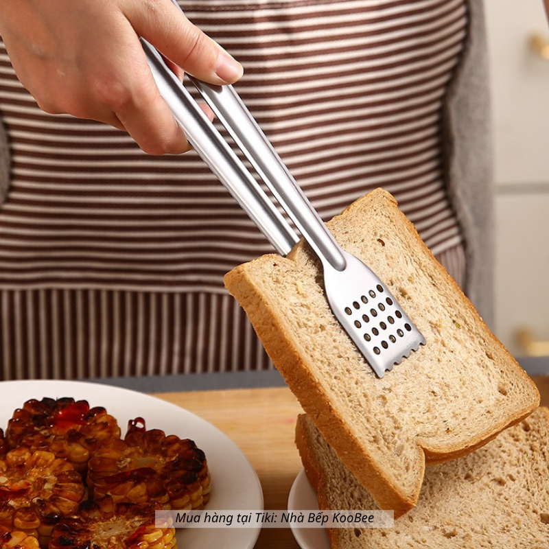 Kẹp gắp đá đồ nướng salad Inox cao cấp bền đẹp cán dài size đại Koobee NB15
