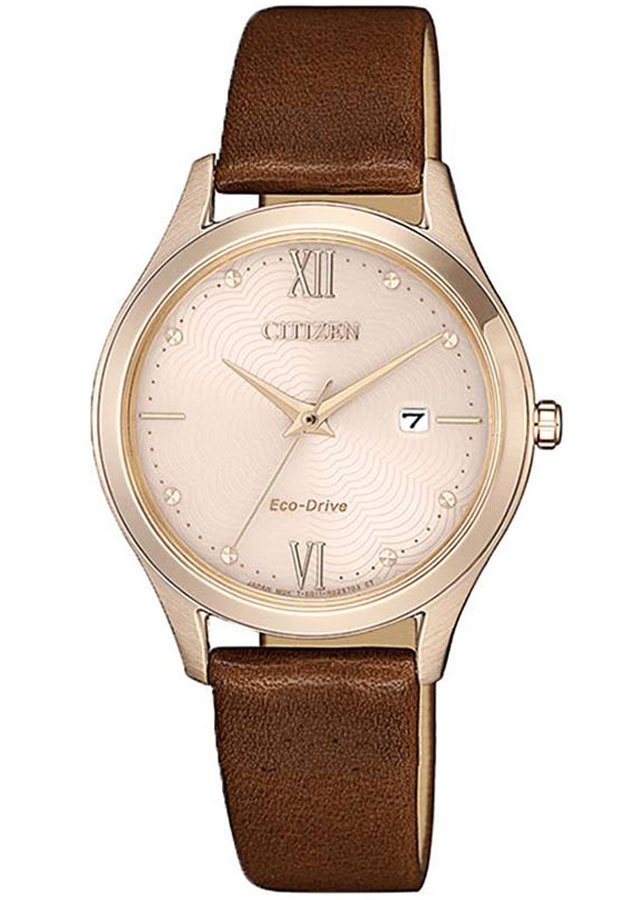 Đồng Hồ Nữ Citizen Dây Da EW2533-11X - Mặt Vàng Hồng