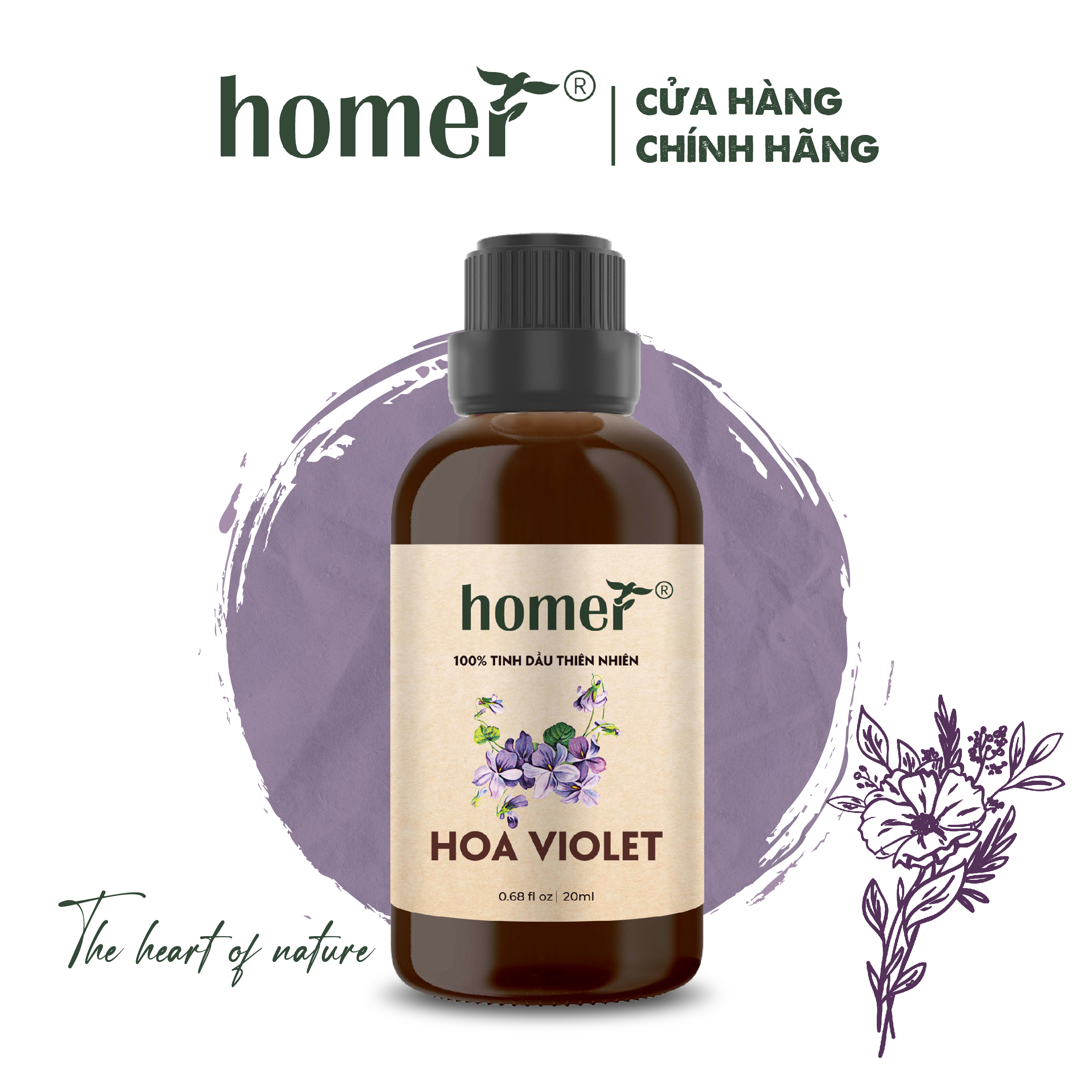 Tinh Dầu Violet Homer 100ml - Chính Hãng, Đạt Chuẩn Kiểm Định Cao Cấp - Tinh Dầu Xông Thơm Phòng, Thư Giãn, Khử Mùi hiệu quả