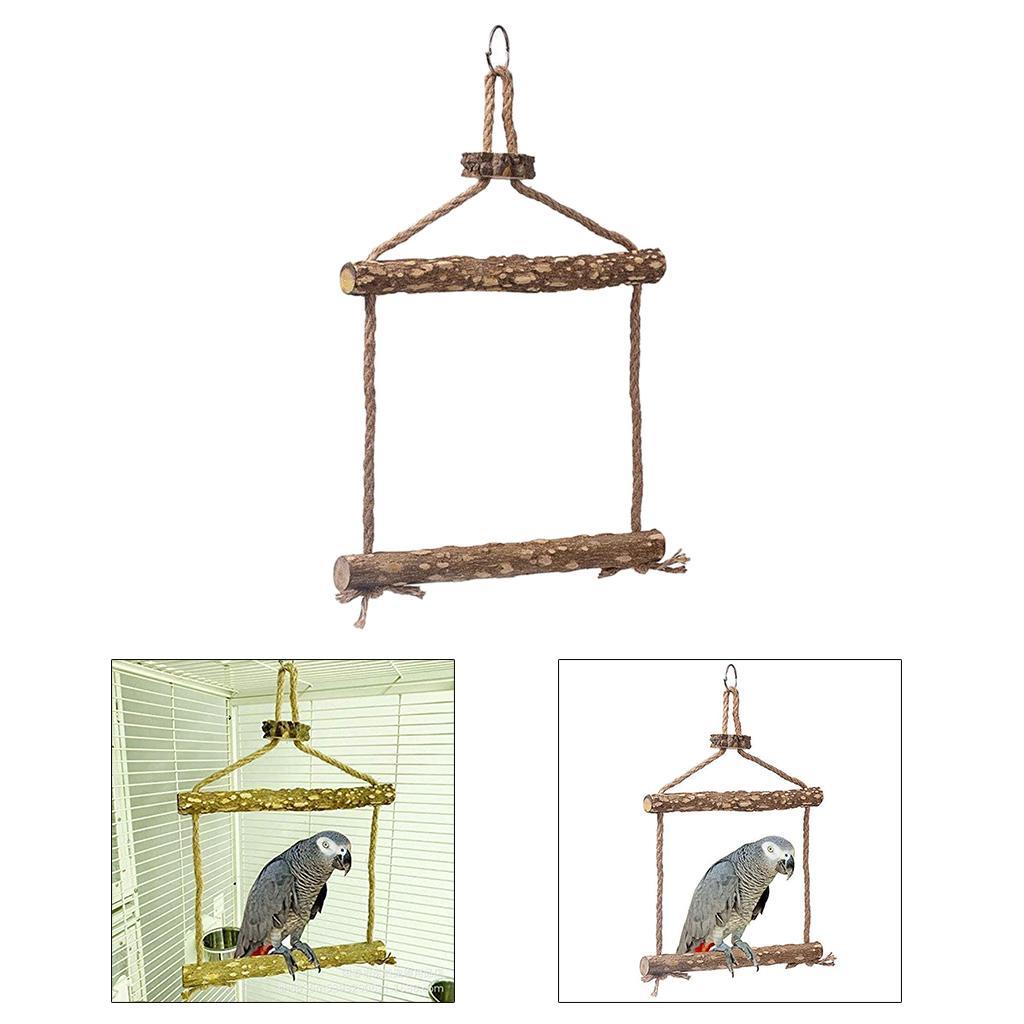 Wooden Bird Swing Parrot Parakeet Budgie Macaw Cage Climbing Hanging Toy