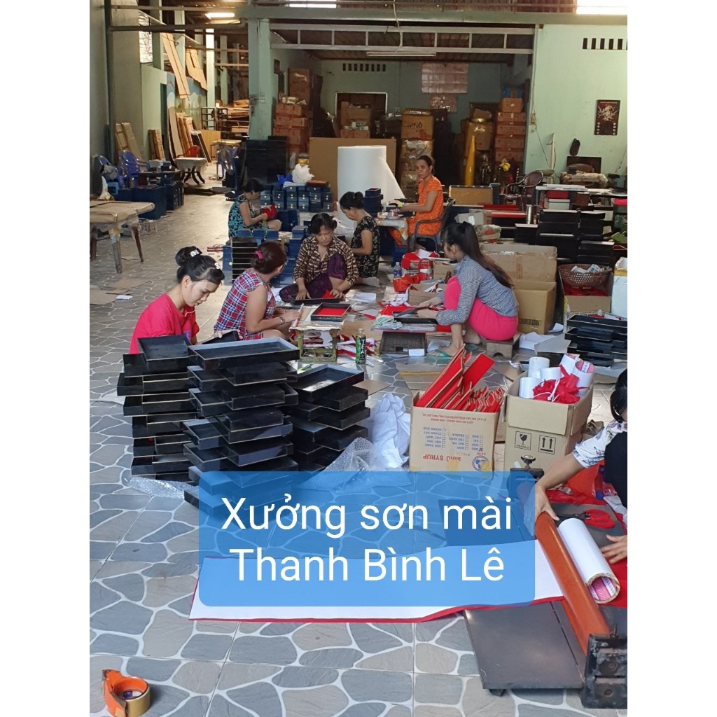 Tranh sơn mài đồng quê Thanh Bình Lê, hàng xuất khẩu 80x140 cm