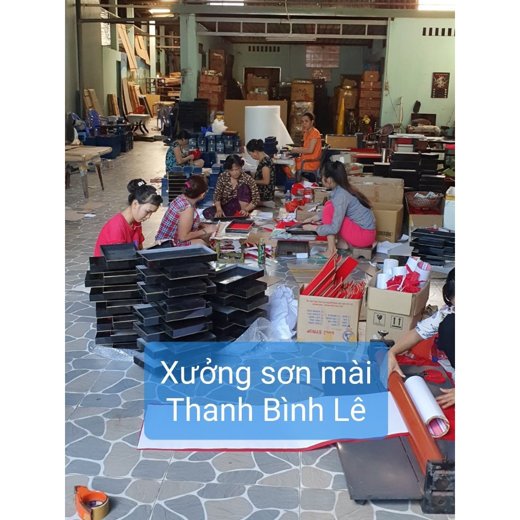 Tranh sơn mài đồng quê Khảm cừ cao cấp, hàng xuất khẩu size 80x160 cm