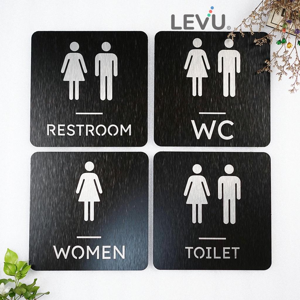 Bảng nhôm alu cao cấp dán tường WC - Toilet - Restroom - Men - Women khắc laser siêu nét LEVU ALUDTL