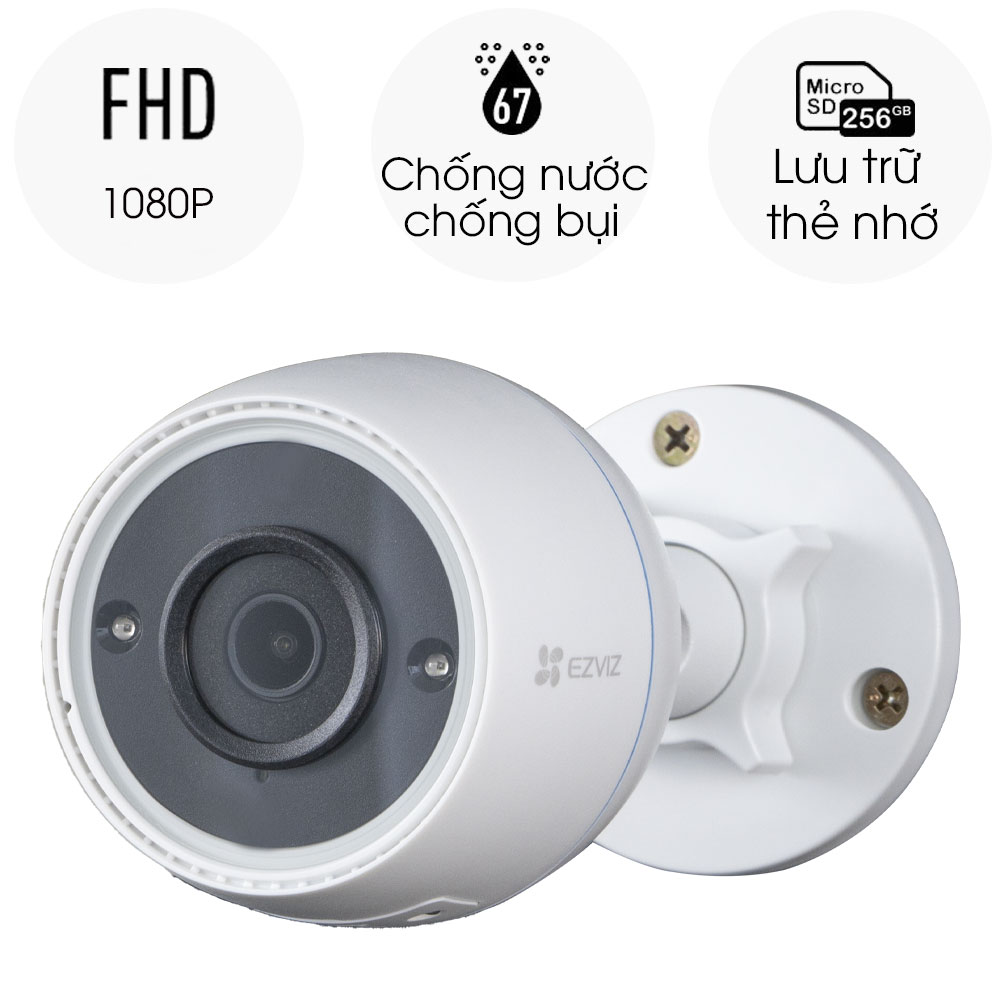 Camera Có Màu Ban Đêm IP hồng ngoại không dây 2.0 3.0 Megapixel EZVIZ C3TN  - Hàng Chính Hãng