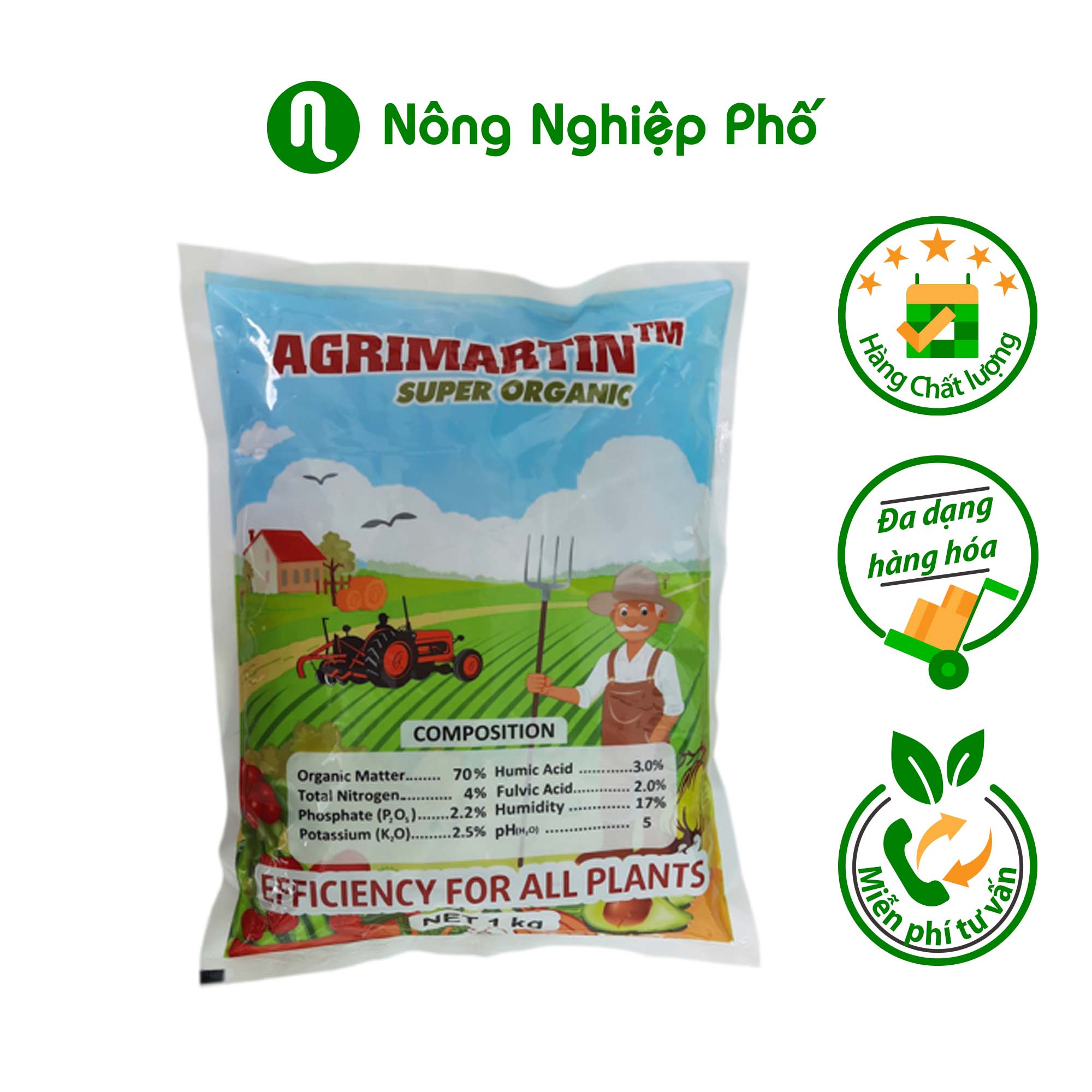 GÓI 1 KG - PHÂN HỮU CƠ CAO CẤP AGRIMARTIN NHẬP KHẨU TỪ BỈ