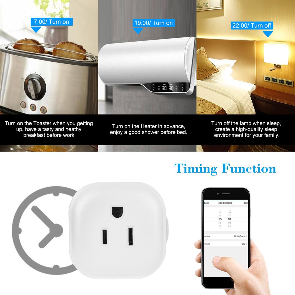 Mini Wifi Smart Socket with Energy Monitoring Function Bulgy On/Off Button Smart Alexa Outlet Support APP Remote Control Timing Function Voice Control for Amazon Alexa for Google Home/Nest IFTTT No Hub Required Smart Home Plug