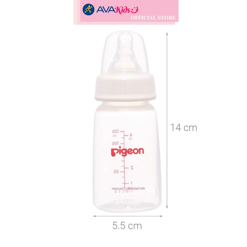 Bình sữa nhựa PP Pigeon vuông cổ hẹp 120 ml (0 - 4 tháng)