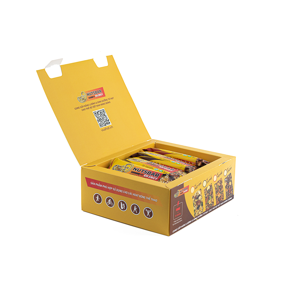 Thanh Hạt Năng Lượng FAMINUTS Vị Táo Đỏ, Cacao, Mật Ong, Cà Phê Nutsbar Energy Hộp 12 Thanh 480g - Thực Phẩm Tiếp Năng Lượng Lành Mạnh