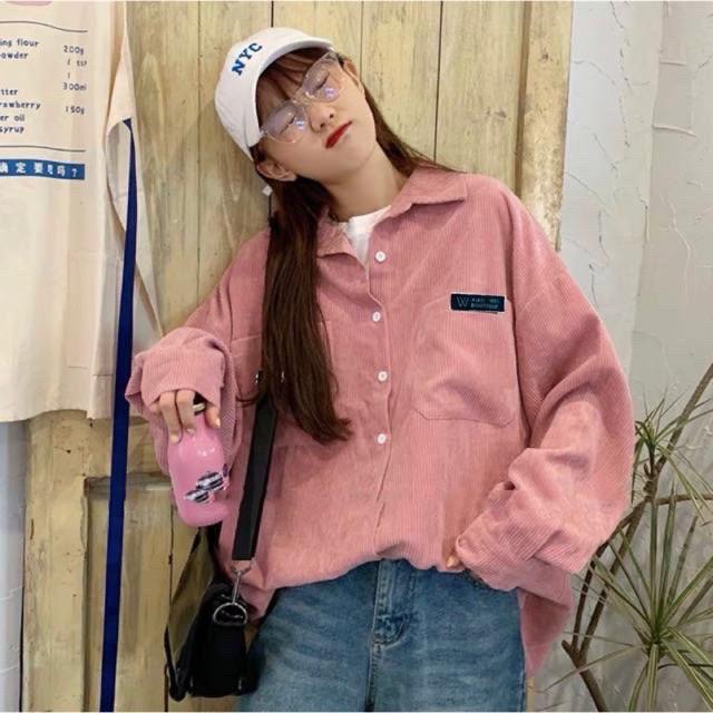 Áo sơ mi nhung tăm ZINTI dáng rộng nhiều mầu phong cách hàn quốc