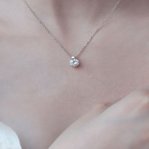 Dây chuyền bạc vòng tròn đá